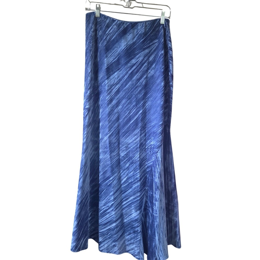 Free People Crushed Velvet Maxi Skirt Blue Elastic Waist Small Boho Ethereal